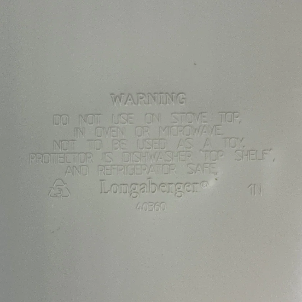 Longaberger Large Oval‎ Basket Protector and Lid Set 40360 40362 Clear White